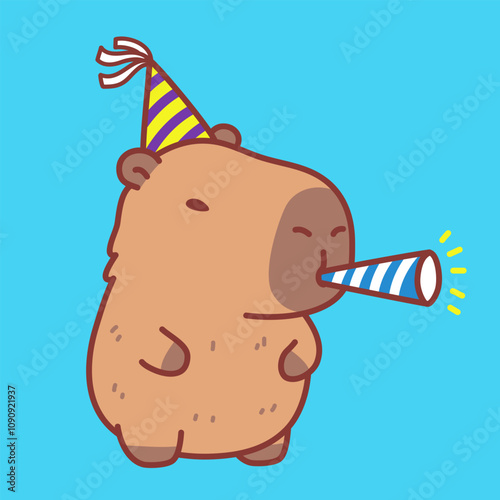 Cute and adorable capybara character cartoon happy