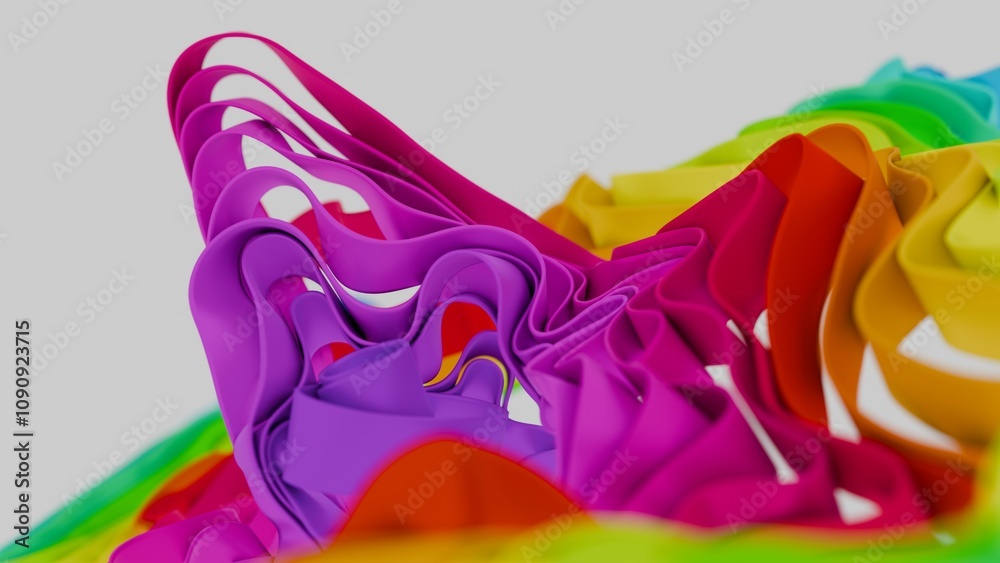 Fototapeta premium Vibrant Abstract Curved Ribbons in Rainbow Colors