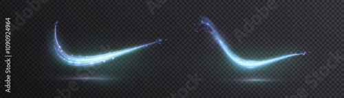 Light bright blue swirl. Glow effect of bright lines on dark background. Magic light swirls for magic and fantasy. Vector 10 EPS	
