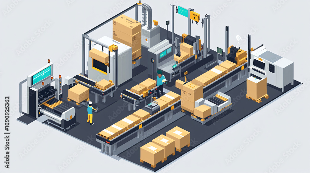 Obraz premium Implementing machine learning algorithms with IoT-connected devices to optimize production line workflow and efficiencyImplementing machine learning algorithms with IoT-connected devices to optimize p