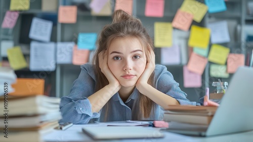 Teen managing a part-time job, balancing studies and responsibilities in a lively workplace.
