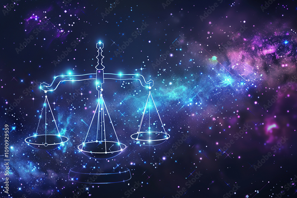 Astrological composition with concept of Libra zodiac sign symbol Astrological composition with concept of Libra zodiac sign symbol