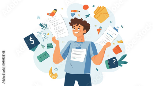 Young Man Setting Life Priorities, Determined Guy Making List of Goals and Priorities