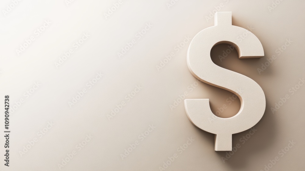 Obraz premium White dollar sign on wall, symbol of finance, investment, wealth, savings, and economic prosperity