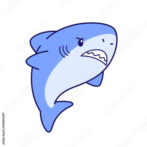 Cute and adorable tame shark character cartoon