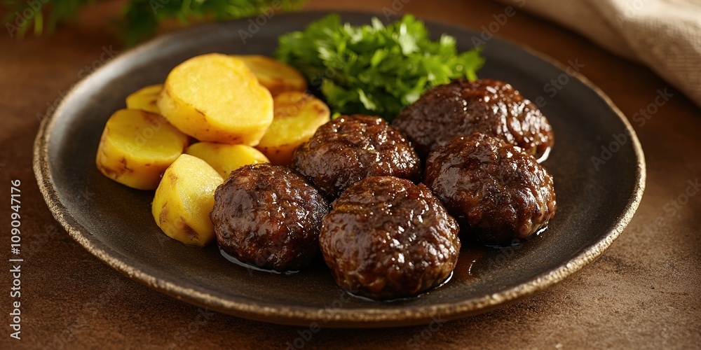 Delicious haggis served with potatoes and parsley Delicious haggis served with potatoes and parsley