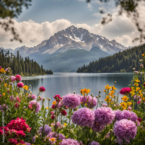 lake and mountains