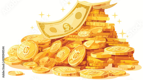 Money Pile Icon Vector or Coins Stack Heap Image for Financial Concepts