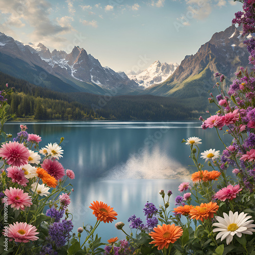 lake and mountains