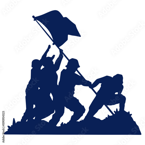 Silhouettes Depicting Various Military And Patriotic Scenes