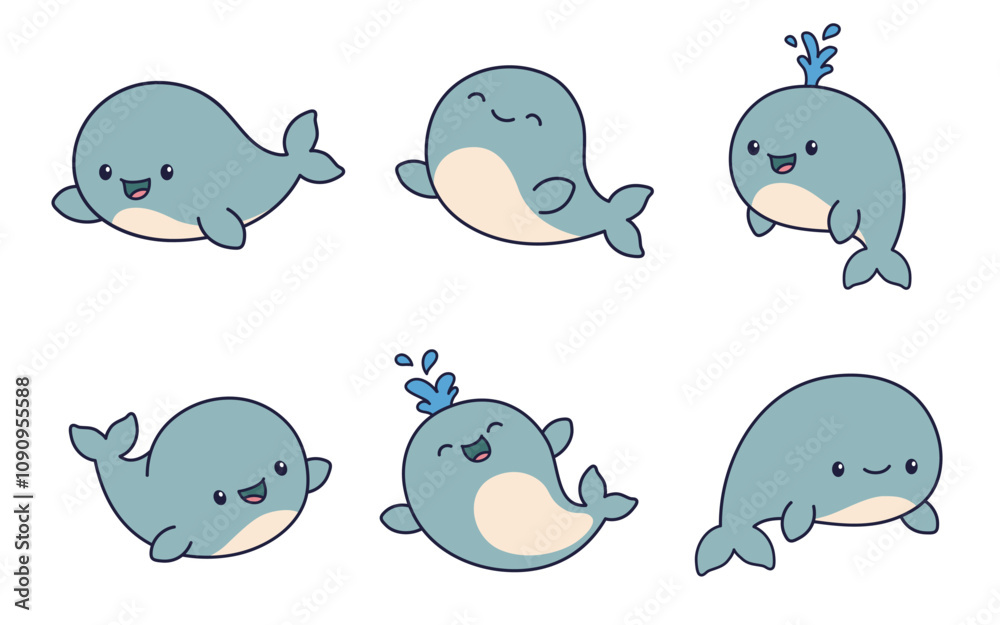 Fototapeta premium Cute and adorable whale animal character cartoon