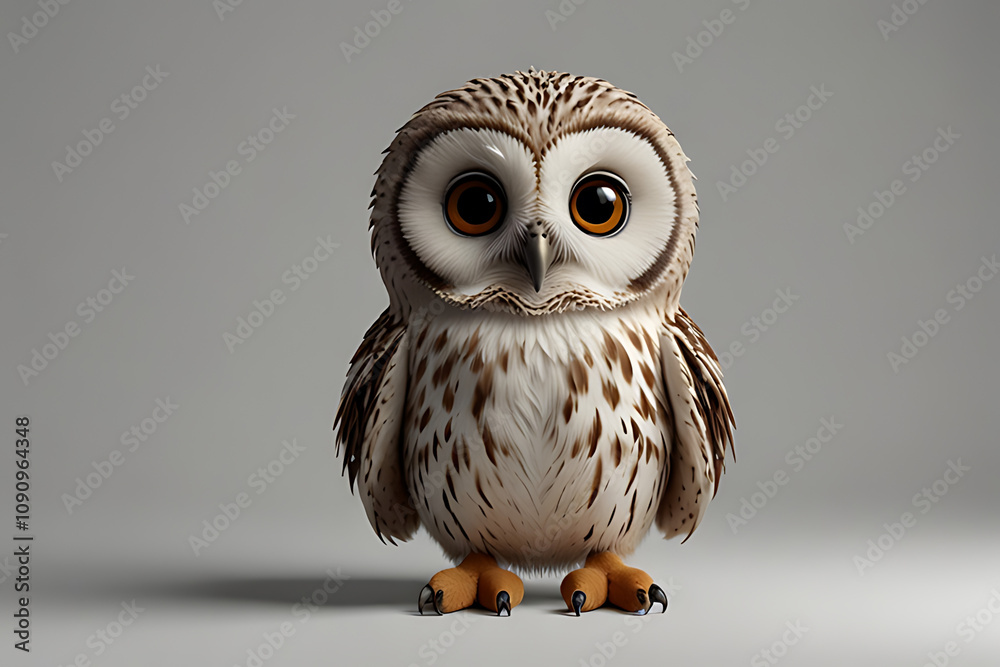 Obraz premium A beautiful baby owl. on white background.