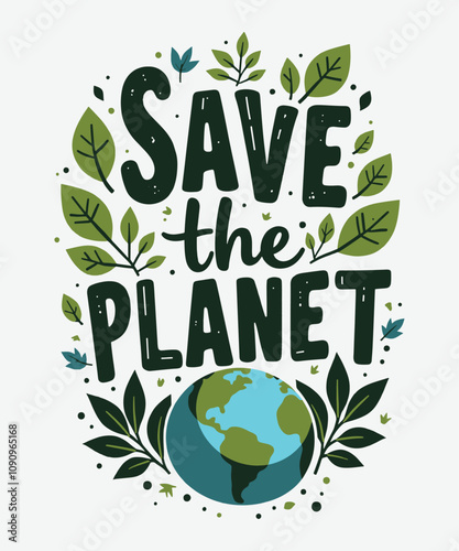 Save the Planet typography t-shirt vector design templates