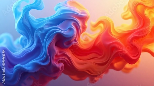 Vibrant swirling cloud of colored smoke on blank