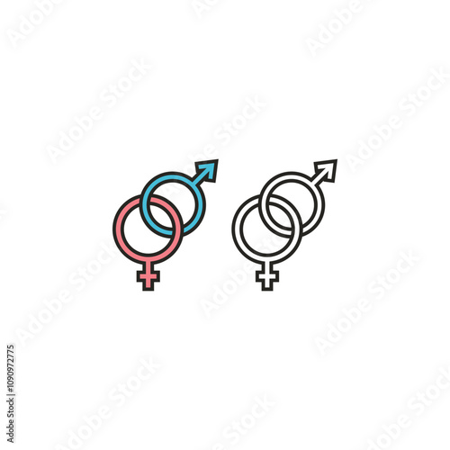 Gender male and female sexual sign icon.