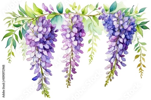 Purple Wisteria Flowers Frame for Designing and Decoration