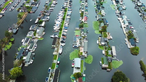 Houses and Boats, Islands and Canals. Scheendijk, Netherlands