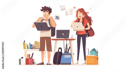 Stressed and Overwhelmed Businesspeople - Male and Female