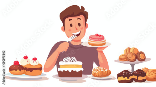Dynamic Moving Banner of Man Eating Desserts