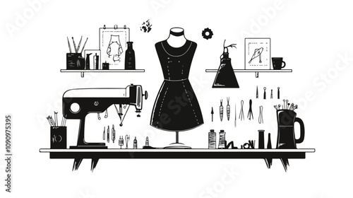 Professional Black and White Needlework Collection in One Image