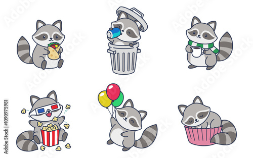 cute and adorable racoon illustration cartoon character