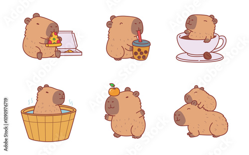 cute and adorable capybara illustration cartoon character