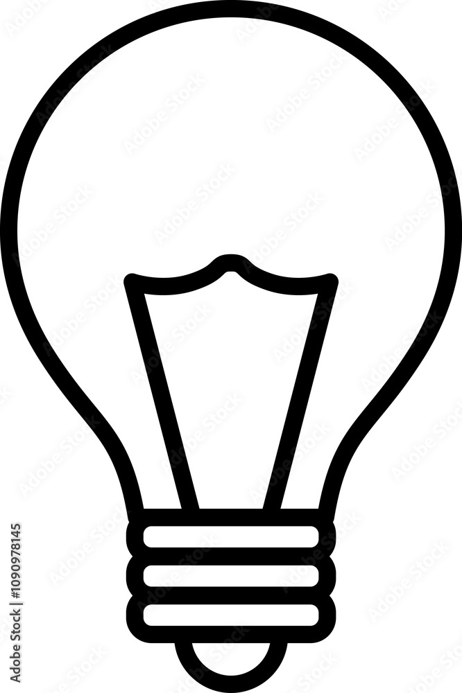 Obraz premium Light Bulb line icon, isolated on white background. Idea sign, solution, thinking concept. Lighting Electric lamp, electricity, shine, shiny. Flat style for graphic design, logo, web site, UI.