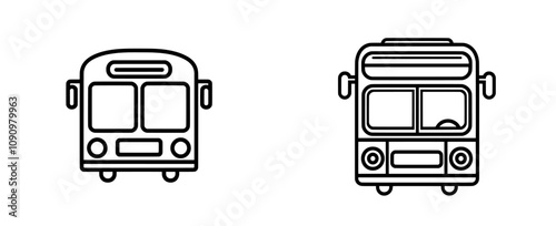 outline bus icon. Black school bus icon.  outline auto symbol.  transport symbol. Isolated autobus pictogram.