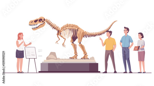 Paleontological Exhibition Concept featuring Men and Fossils