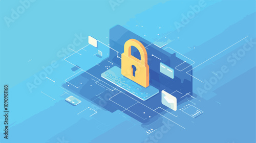 Cyber Data Security Concept with Password Secure Data Lock Icon Vector, Digital Protection Technology, Network Safety Symbol