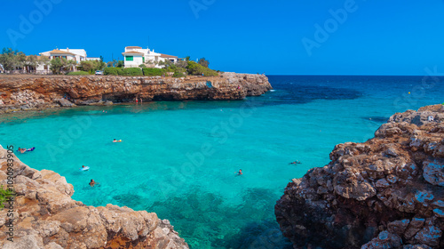 Cala Morlanda, S'illot, Manacor Sea Coast, Mediterranean Sea, Mallorca, Balearic Islands, Spain, Europe photo