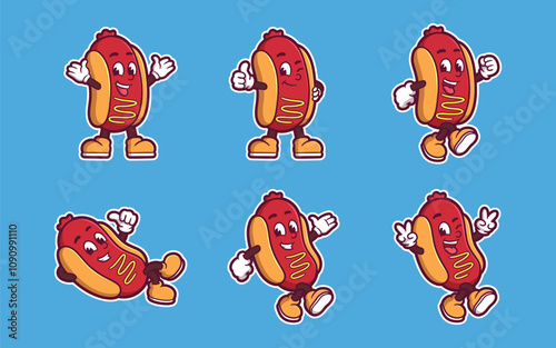delicious and tasty hotdog mascot cartoon character