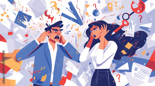 Confused Male and Female Characters Expressing Uncertainty and Doubt