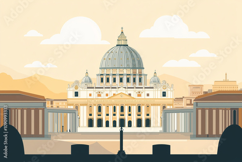 Flat design travel poster for Vatican City