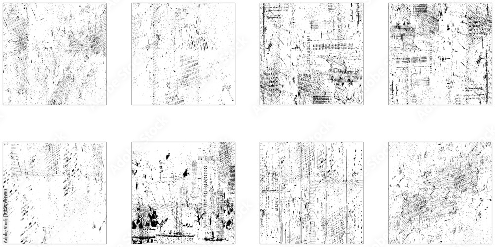 Obraz premium Collection of 8 grunge image. Grunge overlay textures. Vector distress textures.