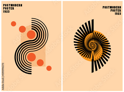 20s minimalistic geometric posters useful for web background, poster art design, hi-tech print, cover artwork