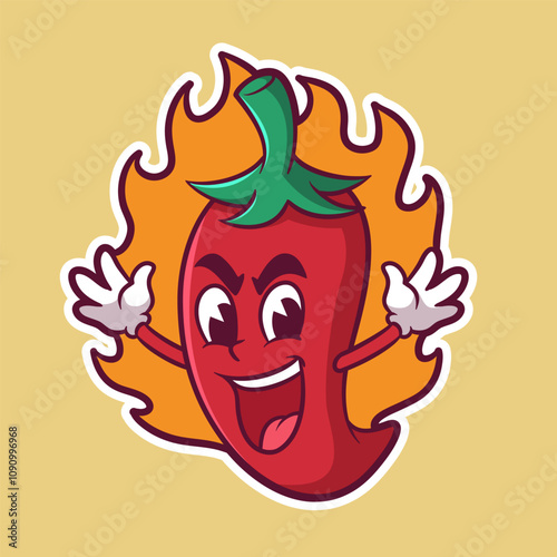 cartoon character mascot of delicious and tasty hot chili peppers