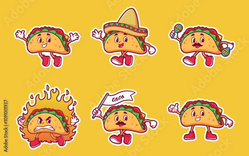 delicious and tasty taco mascot cartoon character