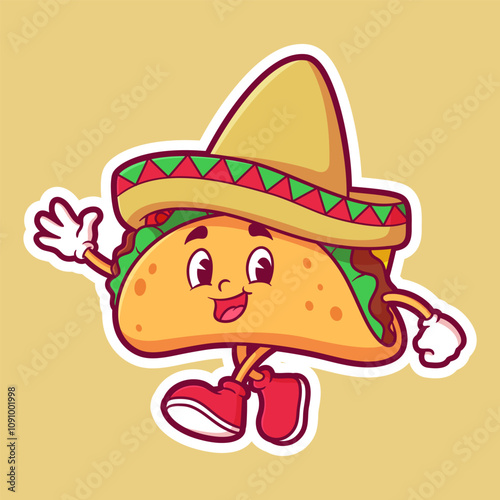 delicious and tasty taco mascot cartoon character