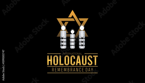 International Holocaust Remembrance Day observed each year during January. People Awareness concept. Vector template for banner, greeting card, poster with background.