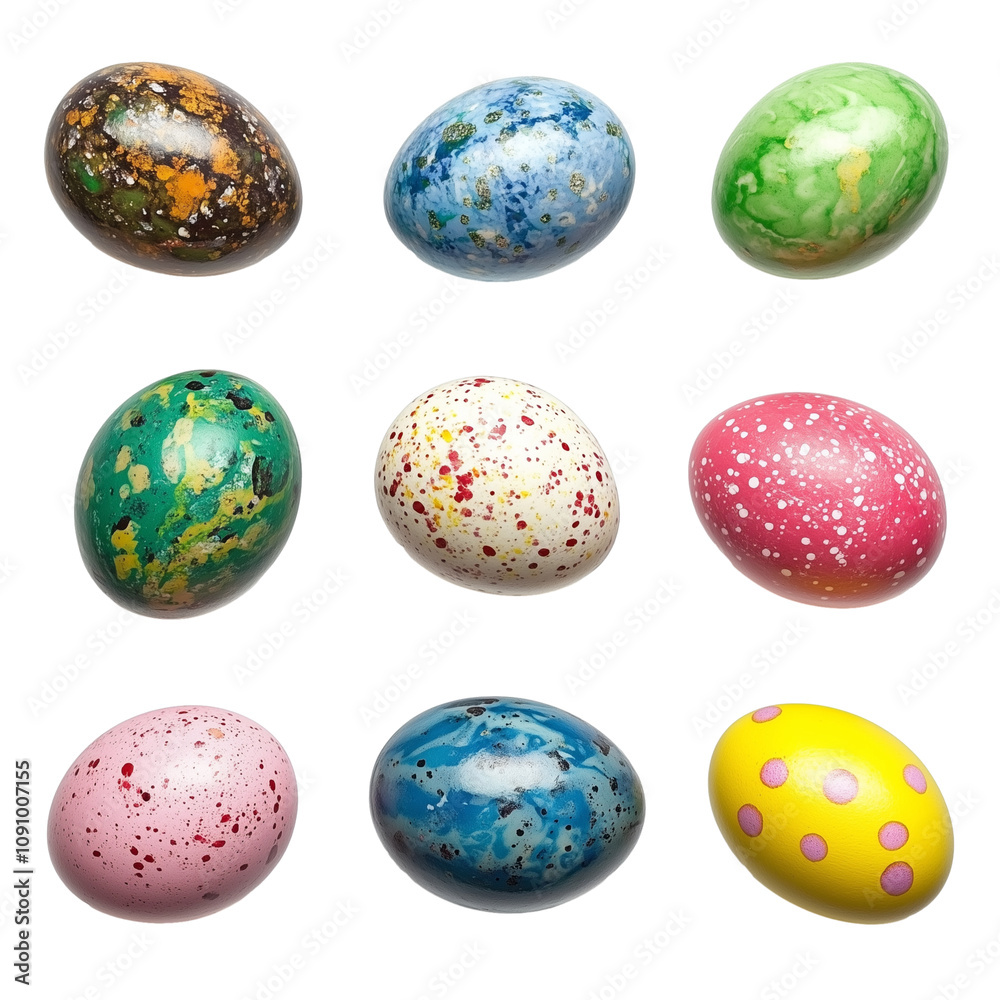 Set of colorful painted Easter eggs isolated on transparent background Set of colorful painted Easter eggs isolated on transparent background