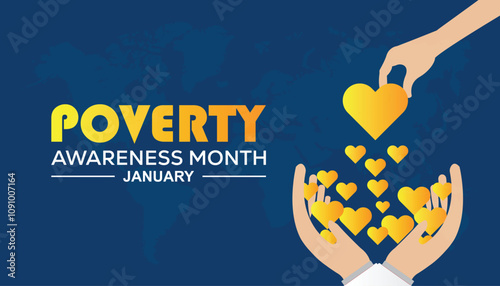 Poverty Awareness Month observed each year during January. Poverty Awareness concept. Vector template for banner, greeting card, poster with background.