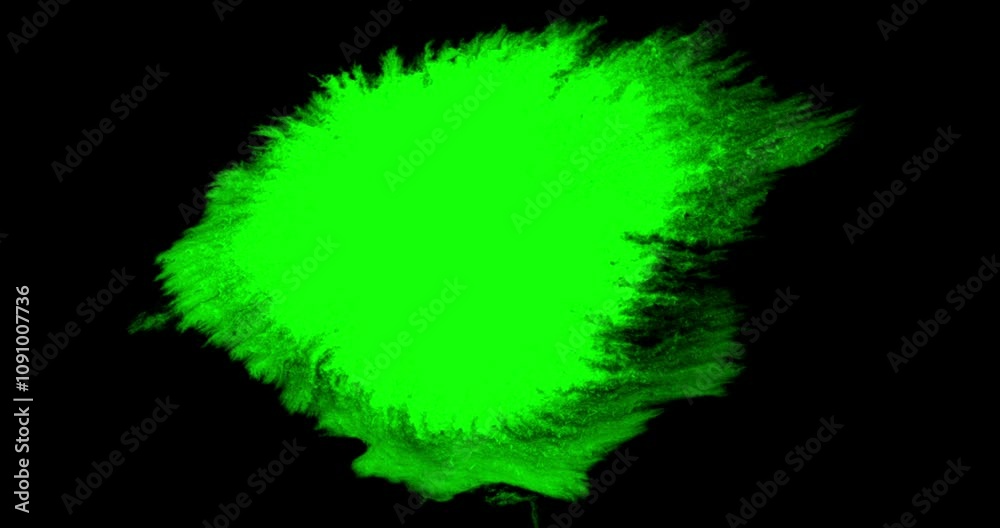 brush stroke shape ink splattering flowing and washing on chroma key green screen, ink splatter splash effect