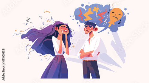 Mental Disorder Concept with Man and Girl in Tea