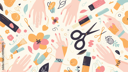 Manicure Seamless Pattern: Repeating Design for Nail Salons and Beauty Products