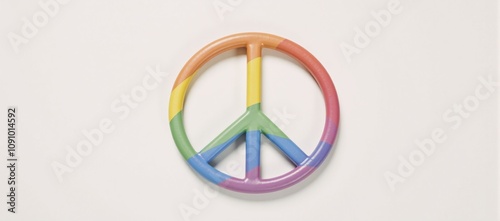 Rainbow-colored peace sign representing LGBTQ Pride Month with no background photo
