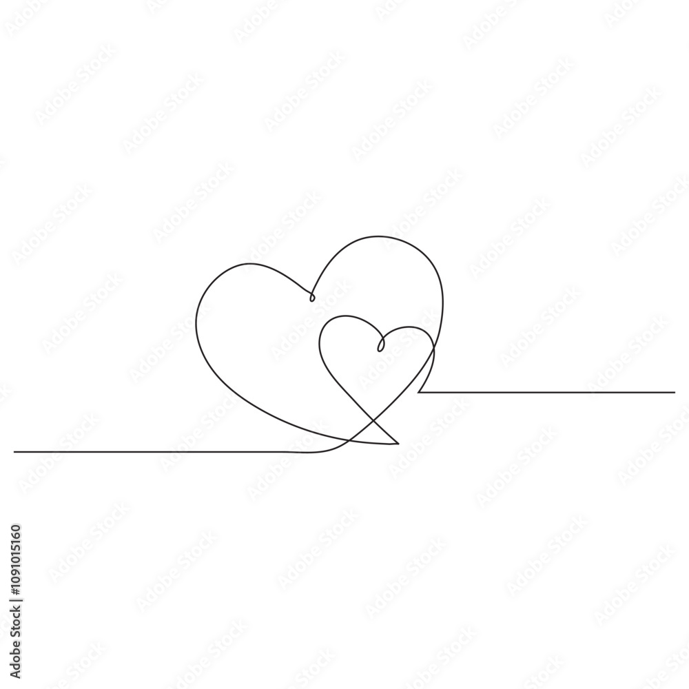 Heart. Continuous line art drawing. Hand drawn doodle vector illustration in a continuous line Heart. Continuous line art drawing. Hand drawn doodle vector illustration in a continuous line