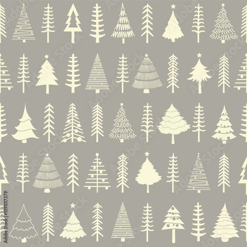 Seamless pattern with stylized Christmas trees 