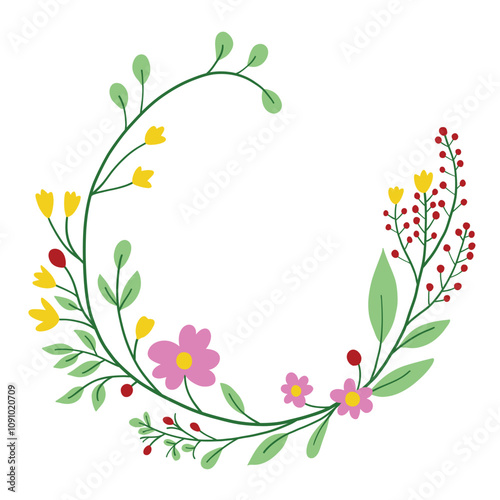 Wreath of floral and flower illustration.