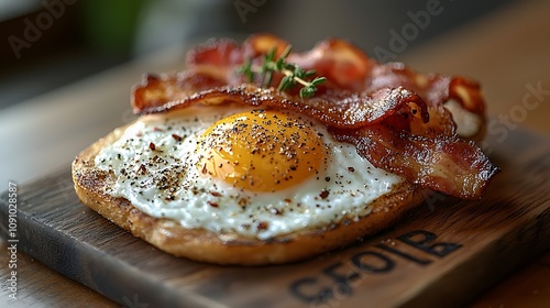Wallpaper Mural photography of a delicious breakfast with eggs and bacon,  Torontodigital.ca